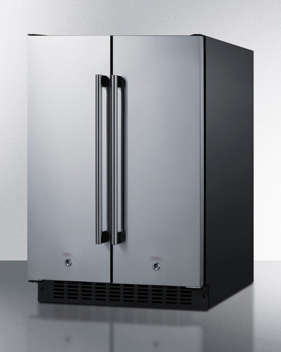 Summit 24" Wide Built-In Refrigerator-Freezer - stainless steel and Black Summit Appliance