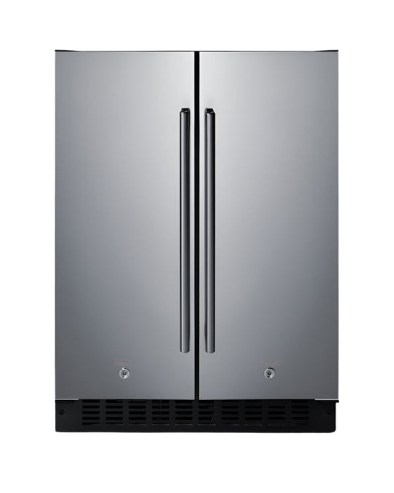Summit 24" Wide Built-In Refrigerator-Freezer - stainless steel and Black Summit Appliance