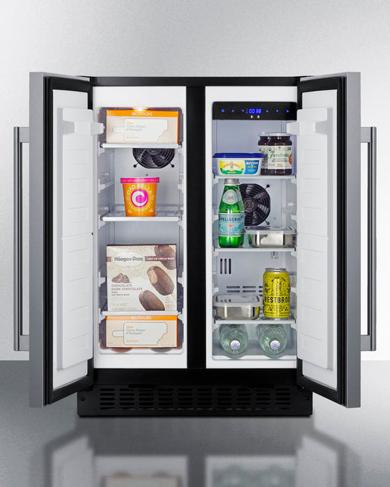 Summit 24" Wide Built-In Refrigerator-Freezer - stainless steel and Black Summit Appliance