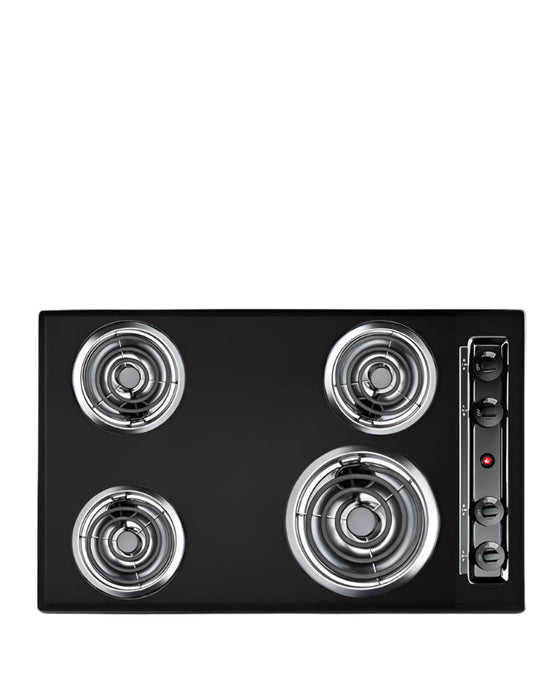 Summit 30" Wide 4-Burner Coil Cooktop (Black) Summit Appliance